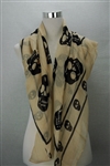 Cream with Black skulls Print Scarf.